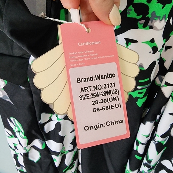 NWT Wantdo Womens Swimdress 26W-28W Floral Modest Black Green - Picture 5 of 6